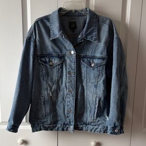 Wild Fable Women's Large Distressed Light Blue Denim Jacket Western